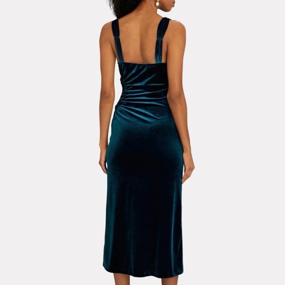 Jonathan Simkhai Night Night Velvet Cut-Out Midi Dress in Teal Blue - Picture 3 of 7